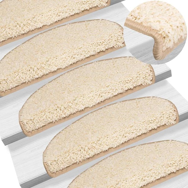 vidaXL Trappematter 20 stk 65x21x4 cm kremfarget halvrund stor