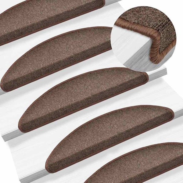vidaXL Trappematter 20 stk 56x17x3 cm kaffebrune halvrund