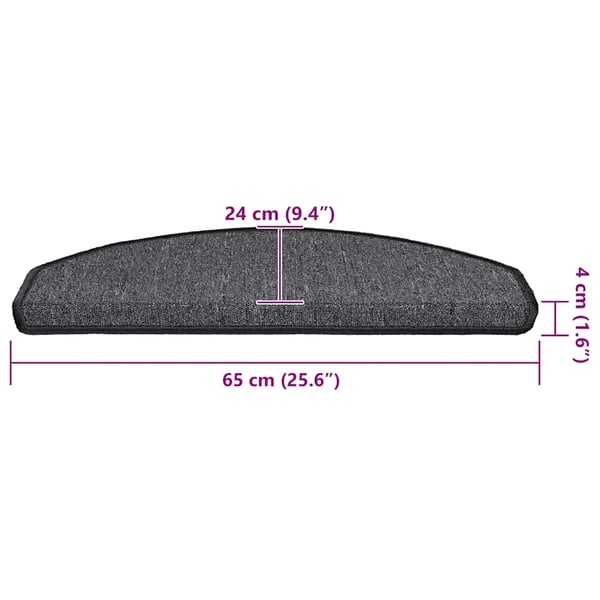 vidaXL Trappematter 20 stk 65x24x4 cm antrasitt halvrund store