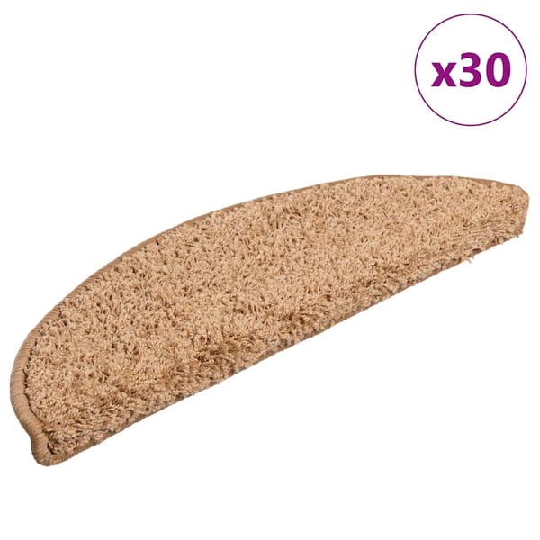 vidaXL Trappematter 30 stk 56x17x3 cm beige halvrund