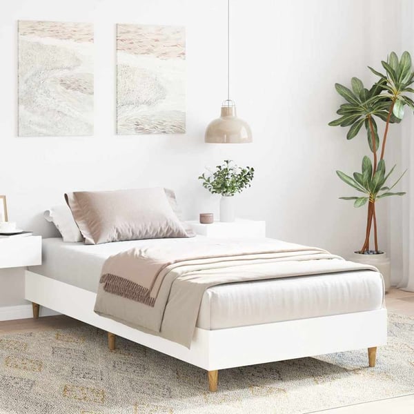 vidaXL Sängynrunko Ei Patjaa Valkoinen 90x190 cm Engineered Wood