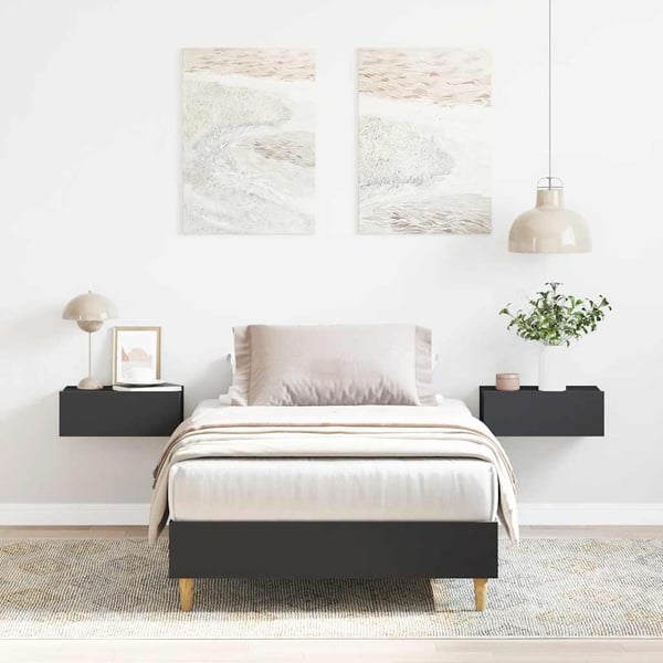 vidaXL Sängynrunko Ei Patjaa Musta 75x190 cm Engineered Wood