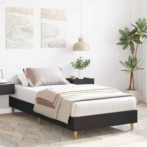 vidaXL Sängynrunko Ei Patjaa Musta 75x190 cm Engineered Wood