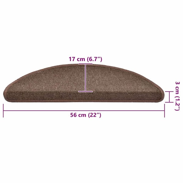 vidaXL Trappematter 30 stk 56x17x3 cm kaffebrune halvrund