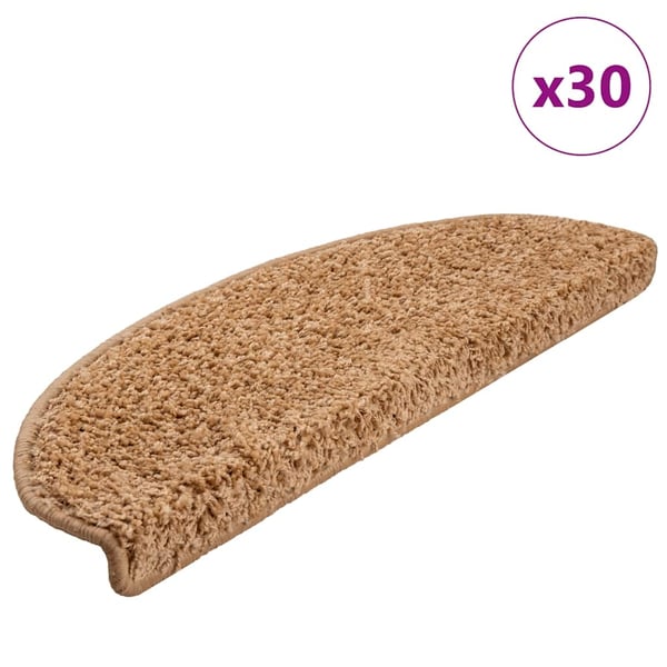 vidaXL Trappematter 30 stk 65x21x4 cm beige halvrund store