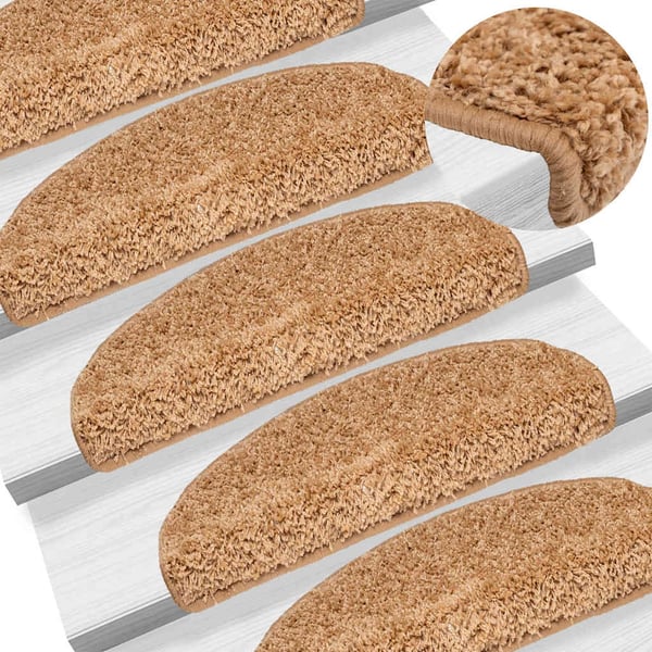 vidaXL Trappematter 30 stk 65x21x4 cm beige halvrund store