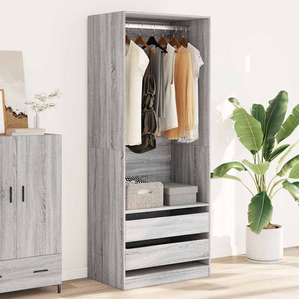 vidaXL Garderobe grå sonoma 80x50x200 cm konstruert tre