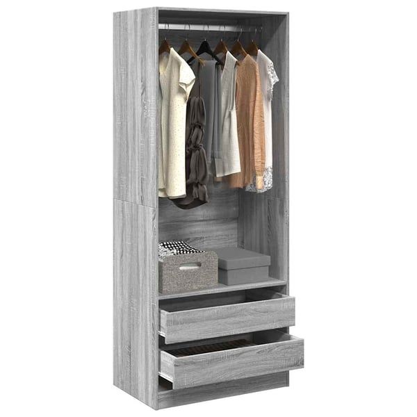 vidaXL Garderobe grå sonoma 80x50x200 cm konstruert tre