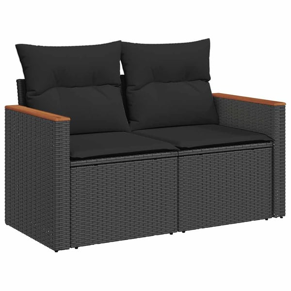 vidaXL sofasæt til haven 7 dele med hynder polyrattan akacietræ sort