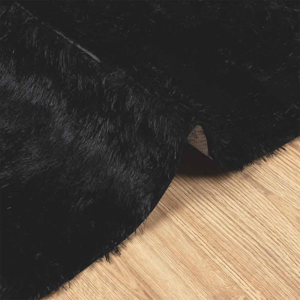 vidaXL Flossteppe med lang luv NAVARRA svart 80x150 cm polyester