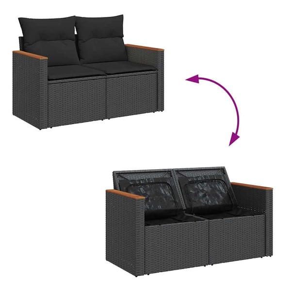 vidaXL sofasæt til haven 5 dele med hynder polyrattan akacietræ sort