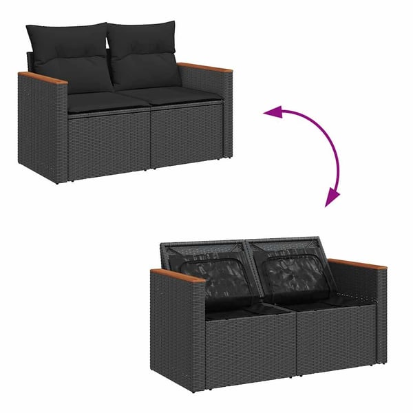 vidaXL sofasæt til haven 6 dele med hynder polyrattan akacietræ sort