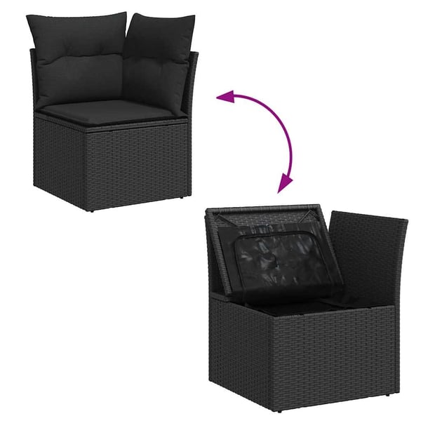 vidaXL sofasæt til haven 6 dele med hynder polyrattan akacietræ sort