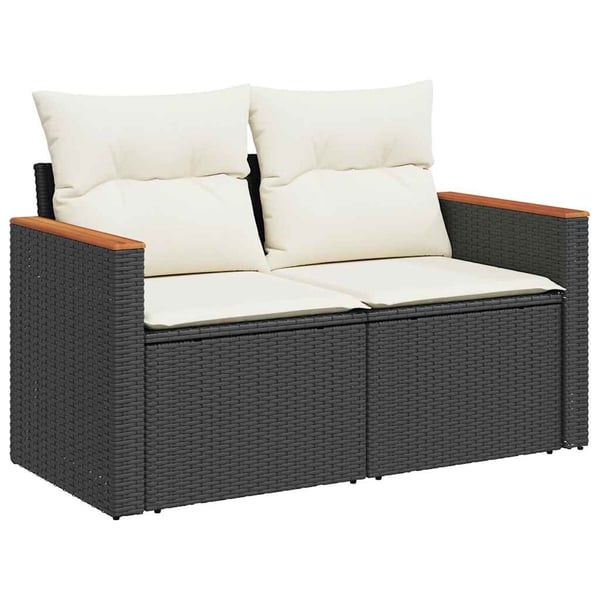 vidaXL sofasæt til haven 5 dele med hynder polyrattan akacietræ sort
