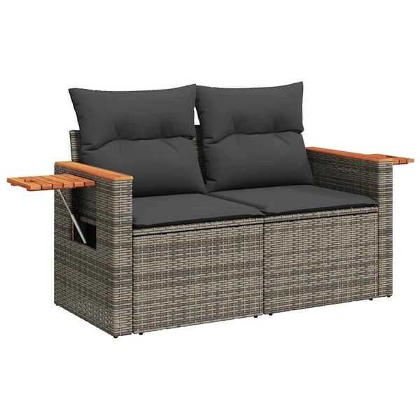 vidaXL sofasæt 5 dele med hynder polyrattan akacietræ grå