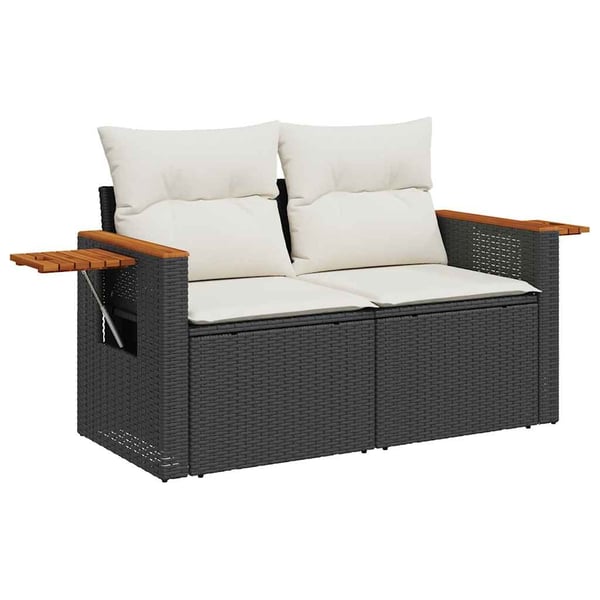 vidaXL sofasæt til haven 8 dele med hynder polyrattan akacietræ sort