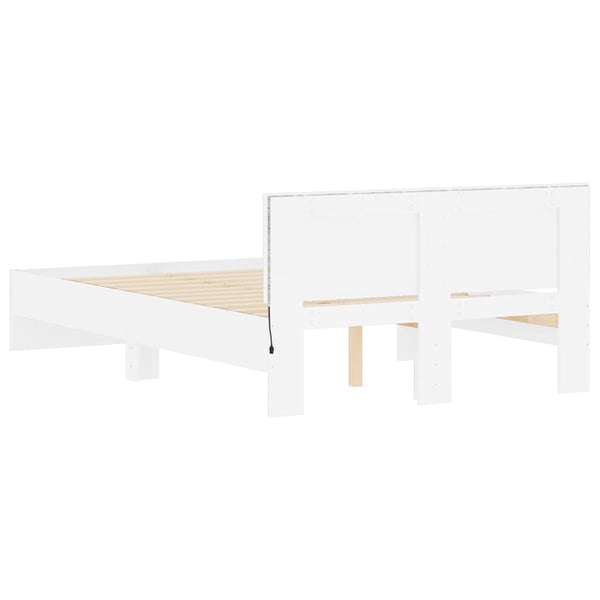vidaXL Sengeramme med hodegavl og LED hvit 120x190 cm