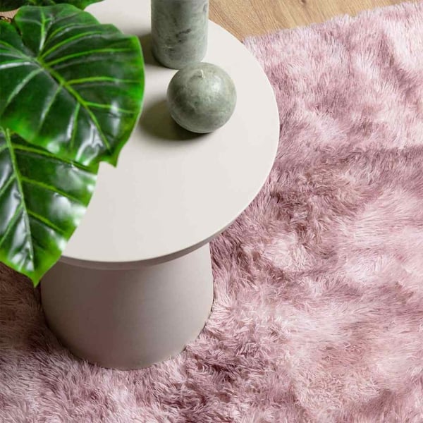 vidaXL Flossteppe med lang luv NAVARRA støvet rosa 120x120cm polyester