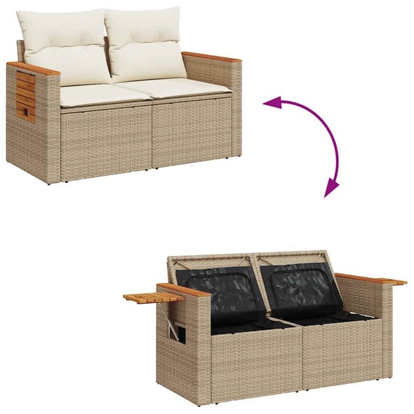 vidaXL sofasæt til haven 8 dele med hynder polyrattan akacietræ beige