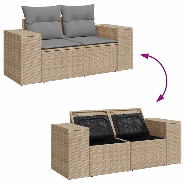 vidaXL sofasæt til haven 10 dele med hynder polyrattan akacietræ beige