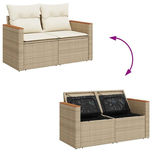 vidaXL sofasæt til haven 5 dele med hynder polyrattan og akacie beige