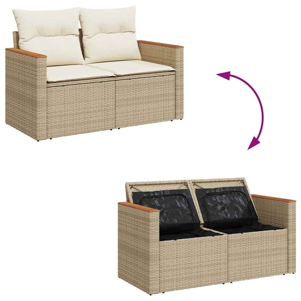 vidaXL sofasæt til haven 9 dele med hynder polyrattan akacietræ beige