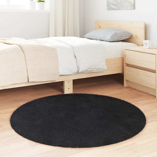 vidaXL Flossteppe med lang luv NAVARRA svart 100x100 cm polyester