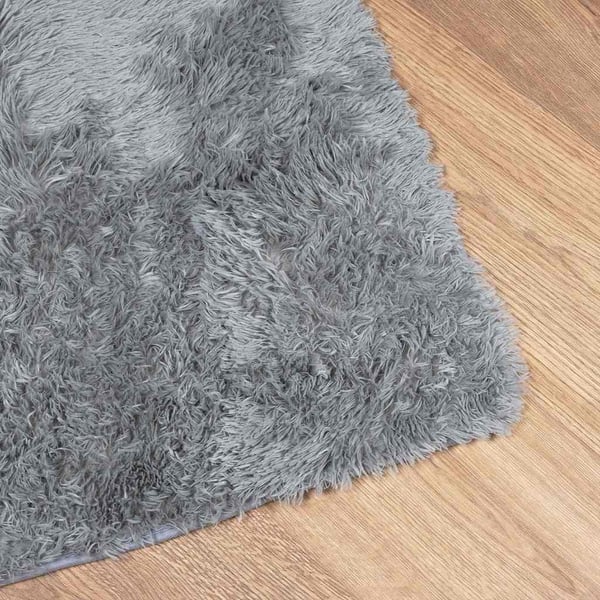 vidaXL Ryamatta med lång lugg NAVARRA silvergrå 120x120 cm polyester