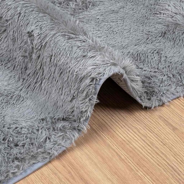 vidaXL Ryamatta med lång lugg NAVARRA silvergrå 120x120 cm polyester