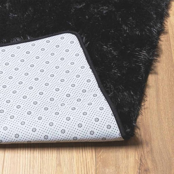 vidaXL Flossteppe med lang luv NAVARRA svart 200x290 cm polyester
