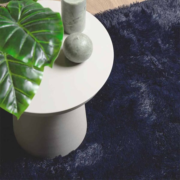 vidaXL Flossteppe med lang luv NAVARRA marine 200x200 cm polyester