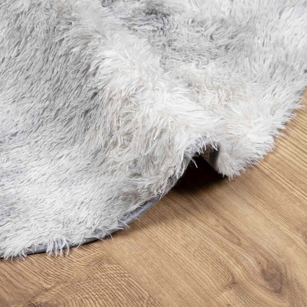 vidaXL shaggy gulvtæppe NAVARRA 100x100 cm høje luv polyester lysegrå