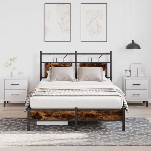 vidaXL Sengeramme uten madrass røkt eik 120x190 cm konstruert tre