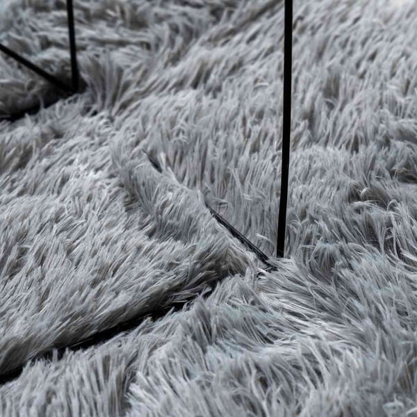 vidaXL Flossteppe med lang luv NAVARRA sølvgrå 240x240 cm polyester