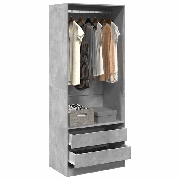 vidaXL Garderobe betonggrå 80x50x200 cm konstruert tre