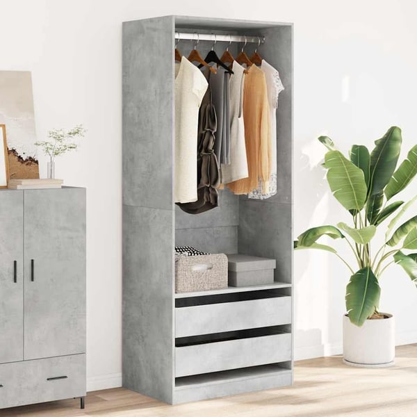 vidaXL Garderobe betonggrå 80x50x200 cm konstruert tre