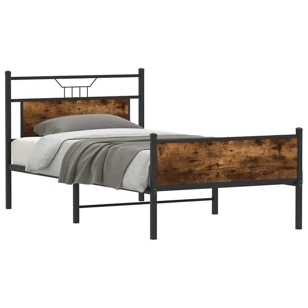 vidaXL Sengeramme uten madrass røkt eik 107x203 cm konstruert tre