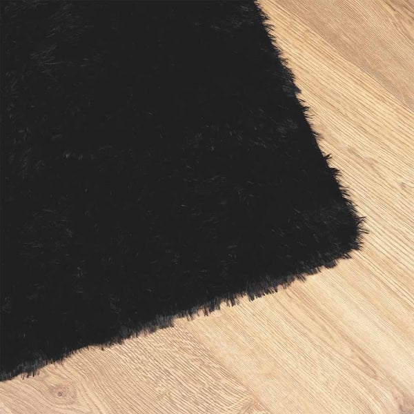 vidaXL Flossteppe med lang luv NAVARRA svart 120x120 cm polyester