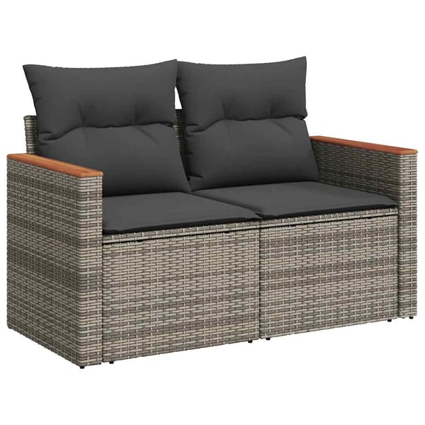 vidaXL sofasæt til haven 6 dele med hynder polyrattan akacietræ grå