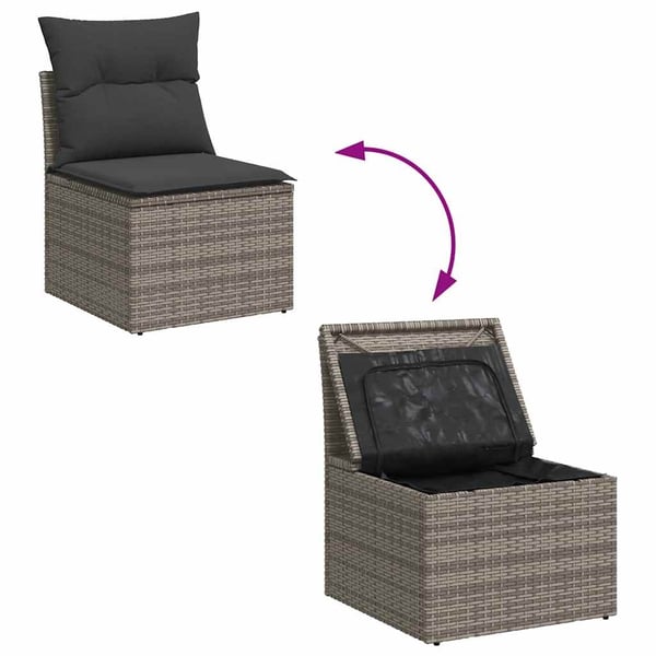 vidaXL sofasæt til haven 10 dele med hynder polyrattan akacietræ grå
