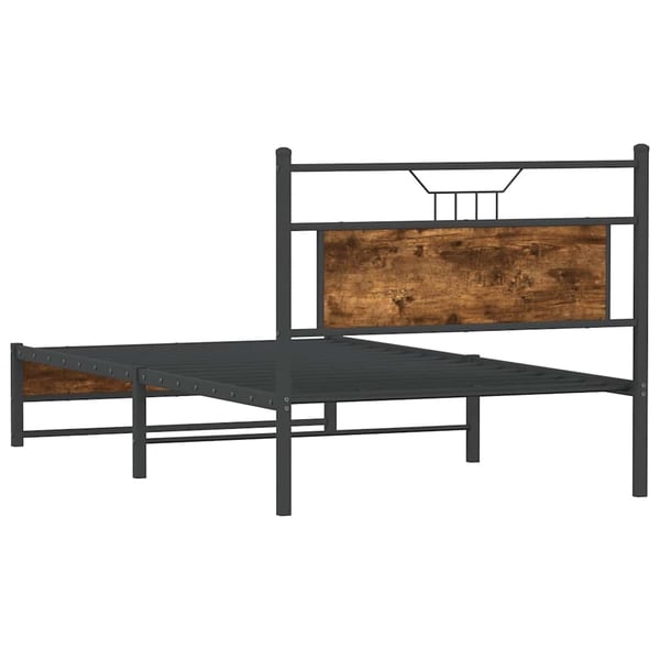 vidaXL sengeramme uden madras 107x203 cm konstrueret træ røget eg