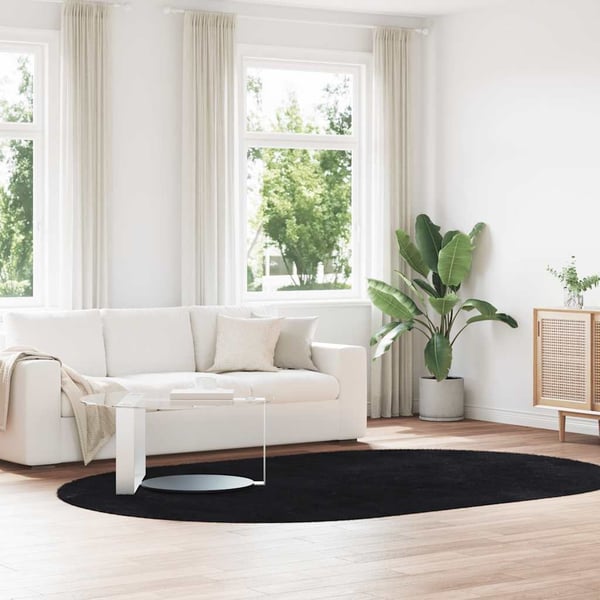 vidaXL Flossteppe med lang luv NAVARRA svart 300x200 cm polyester