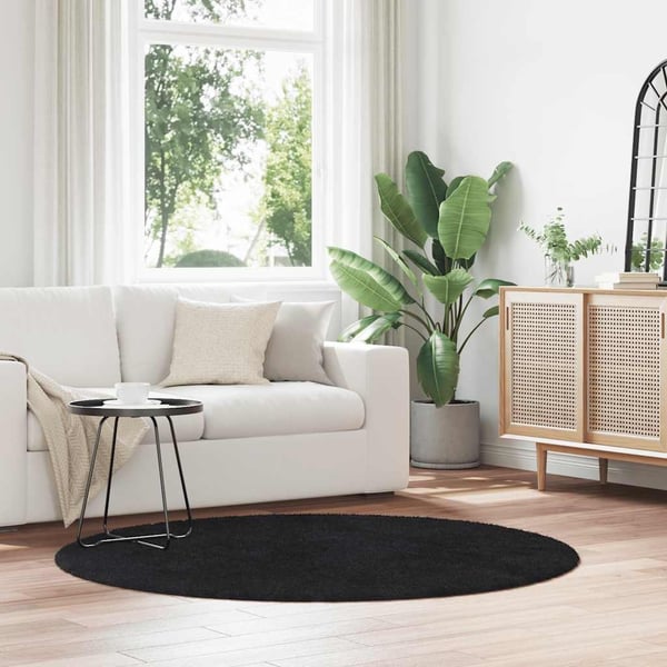 vidaXL Flossteppe med lang luv NAVARRA svart 160x160 cm polyester