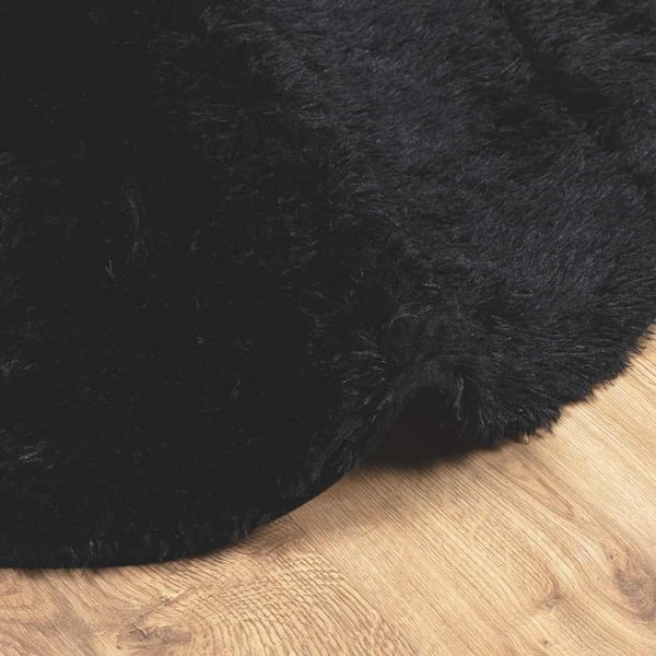 vidaXL Flossteppe med lang luv NAVARRA svart 160x160 cm polyester