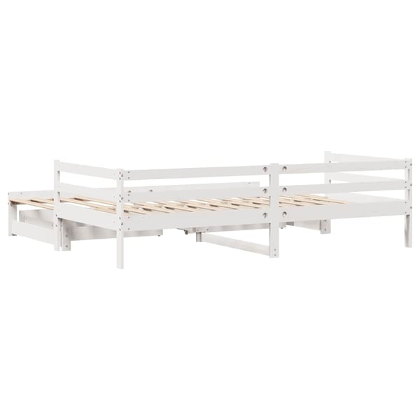 vidaXL Uttrekkbar dagseng med skuffer uten madrass hvit 80x200 cm