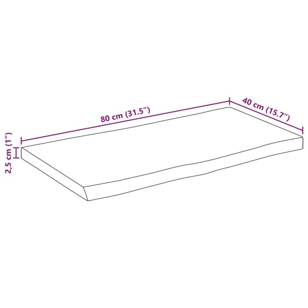vidaXL bordplade 80x40x2,5 cm naturlig kant massivt mangotræ