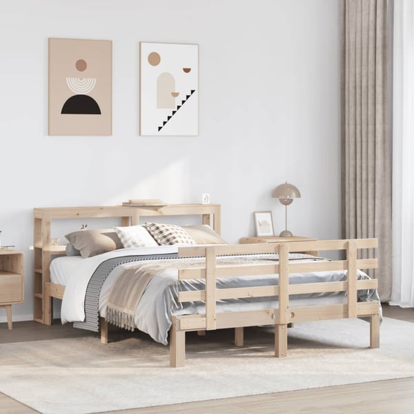 vidaXL Sengeramme med hodegavl 140x200 cm heltre furu