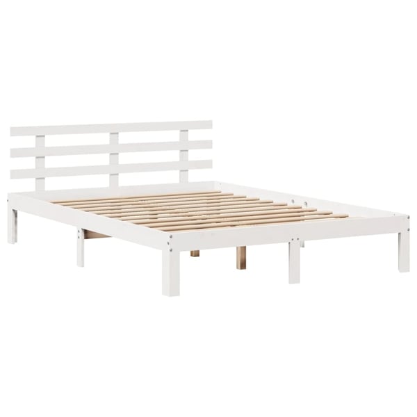 vidaXL Sengeramme med hodegavl hvit 140x200 cm heltre furu