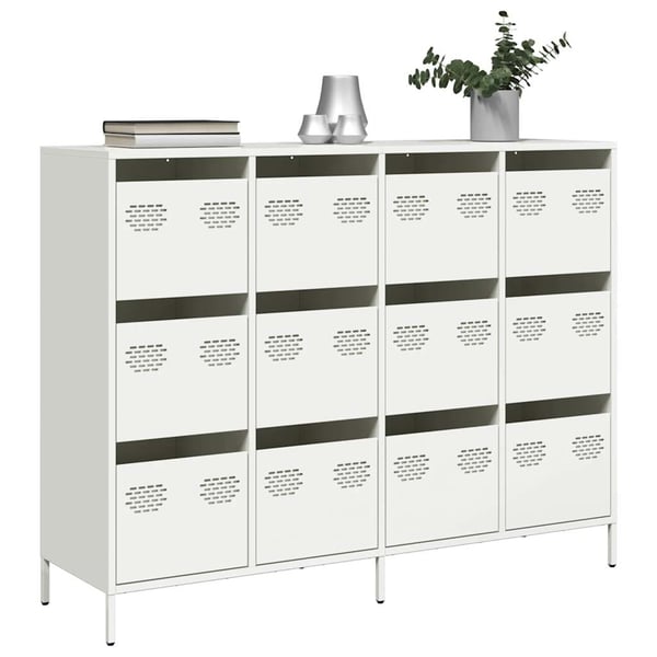 vidaXL Skjenk hvit 135x39x103,5 cm kaldvalset stål
