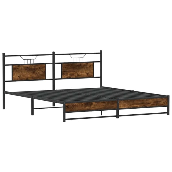 vidaXL Sengeramme i metall uten madrass røkt eik 183x213 cm